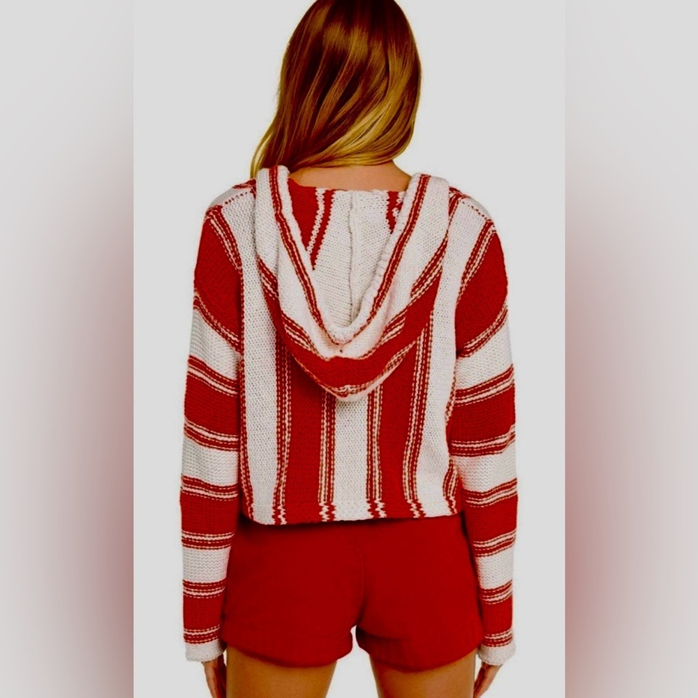 NWT Wildfox Chromatic Stroke Hermosa Sweater L Vintage Lace/Crimson $128 Retail! - Picture 2 of 10
